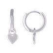 925 Sterling Silver Womens Heart Dangle Hoop Earrings 