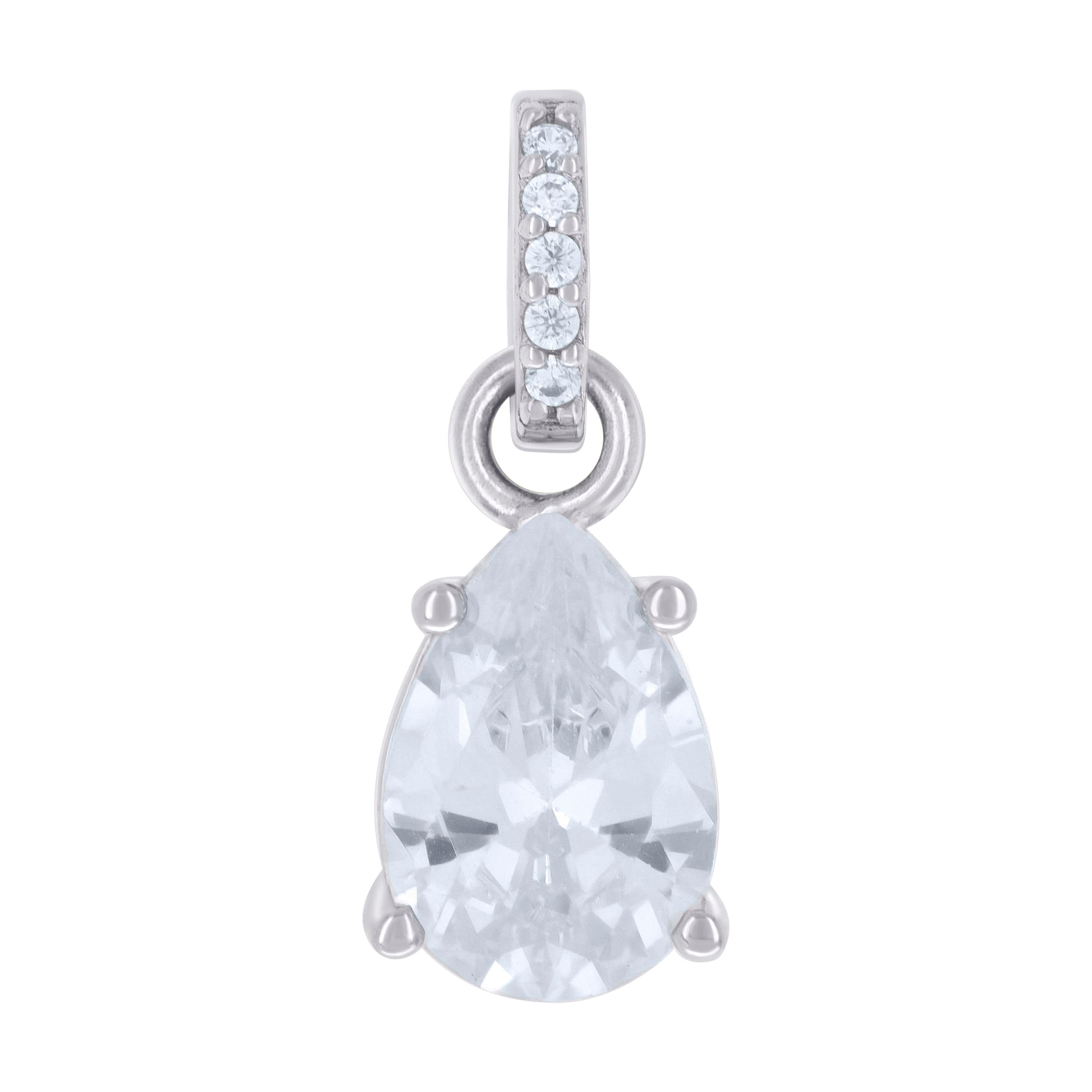 925 Sterling Silver Womens Pear Round Cubic-Zirconia Tear Drop Fashion Charm Pendant