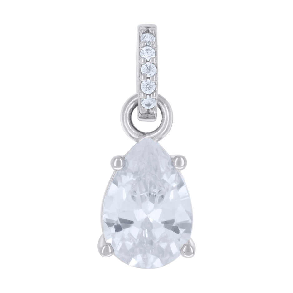 925 Sterling Silver Womens Pear Round Cubic-Zirconia Tear Drop Fashion Charm Pendant
