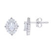 925 Sterling Silver Womens Marquise Round Cubic-Zirconia Fashion Stud Earrings 