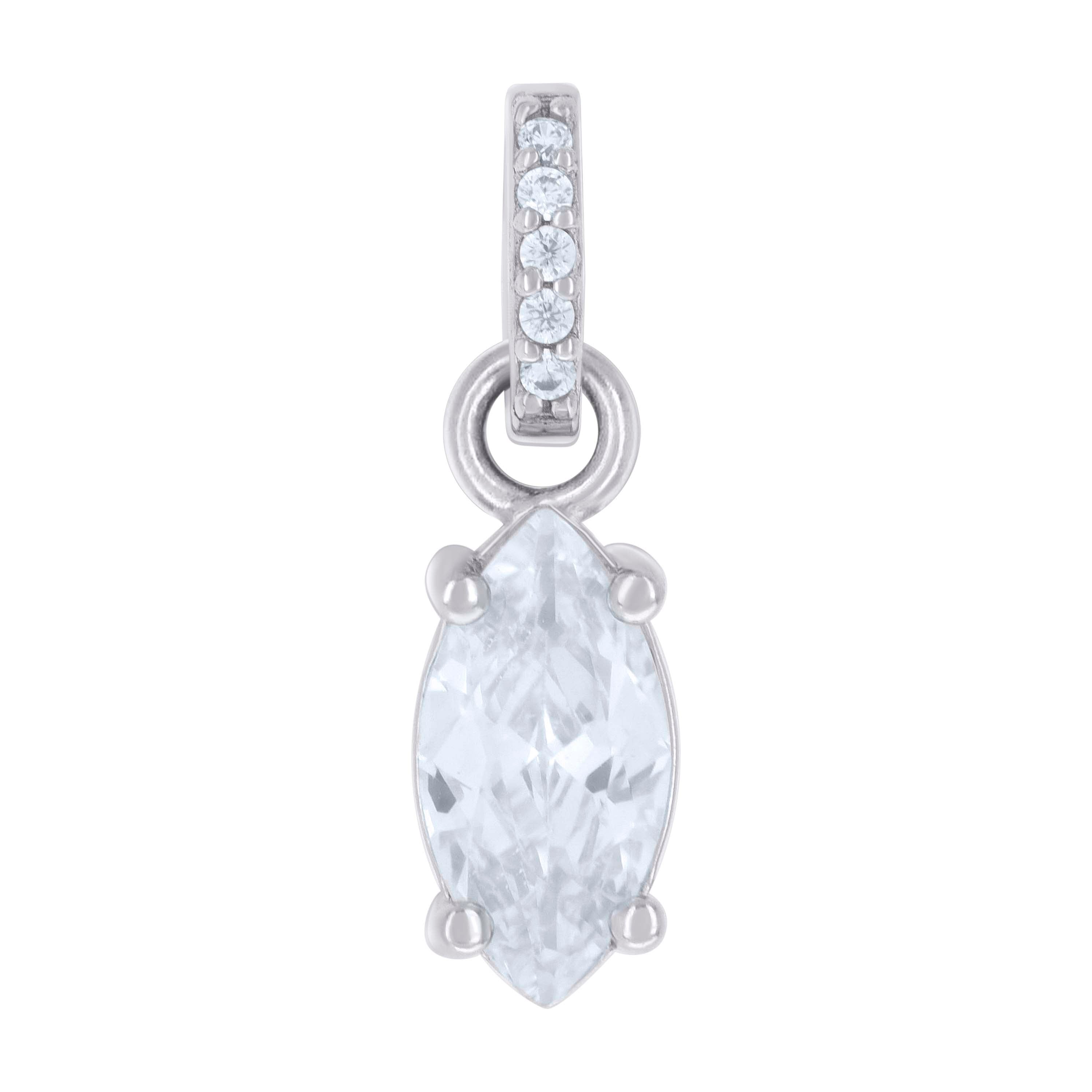 925 Sterling Silver Womens Marquise Round Cubic-Zirconia Fashion Charm Pendant
