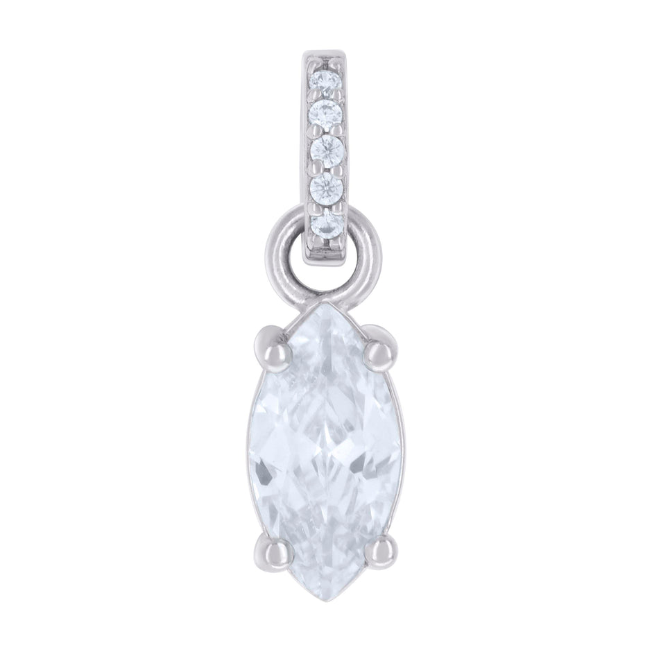 925 Sterling Silver Womens Marquise Round Cubic-Zirconia Fashion Charm Pendant