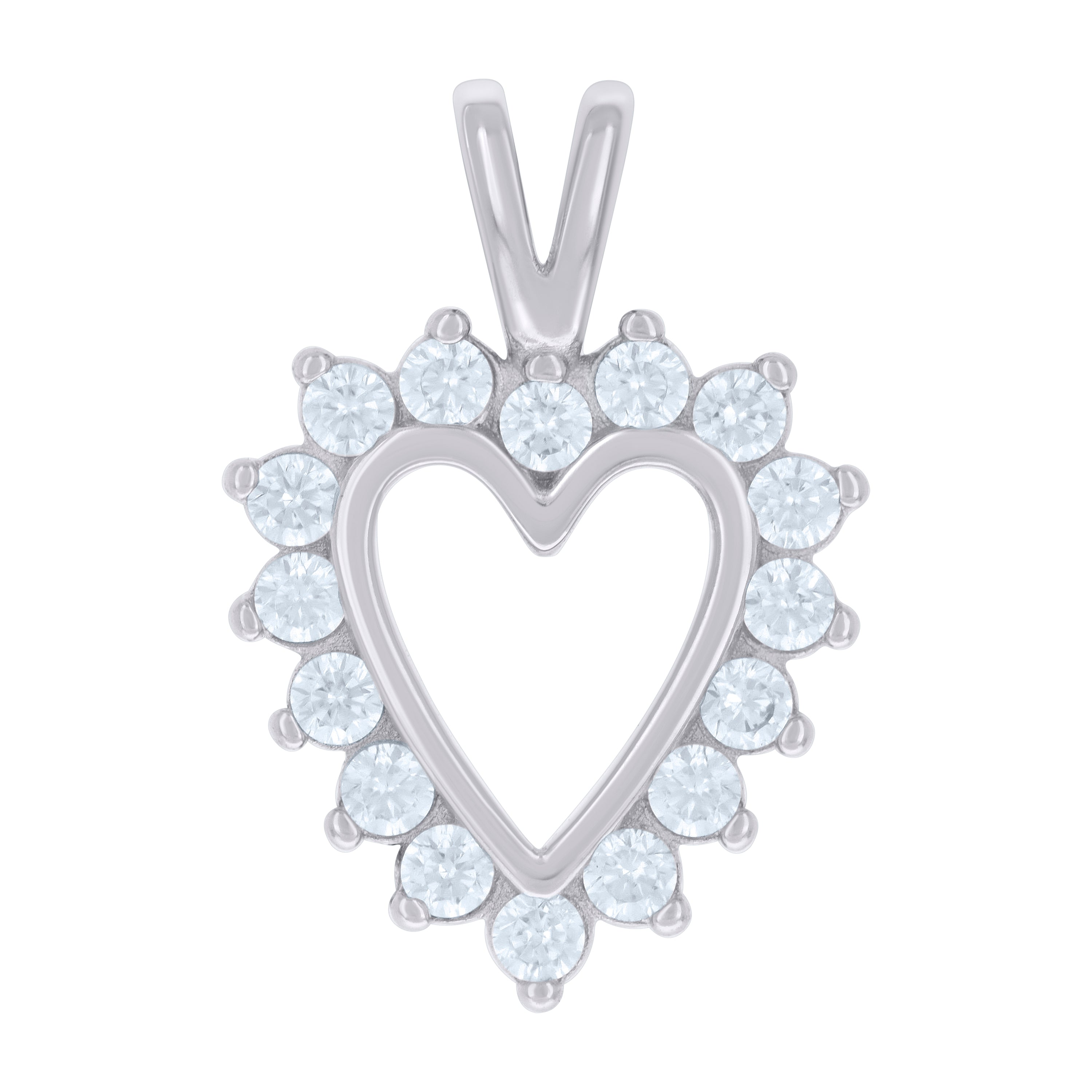 925 Sterling Silver Womens Cubic-Zirconia Heart Charm Pendant 