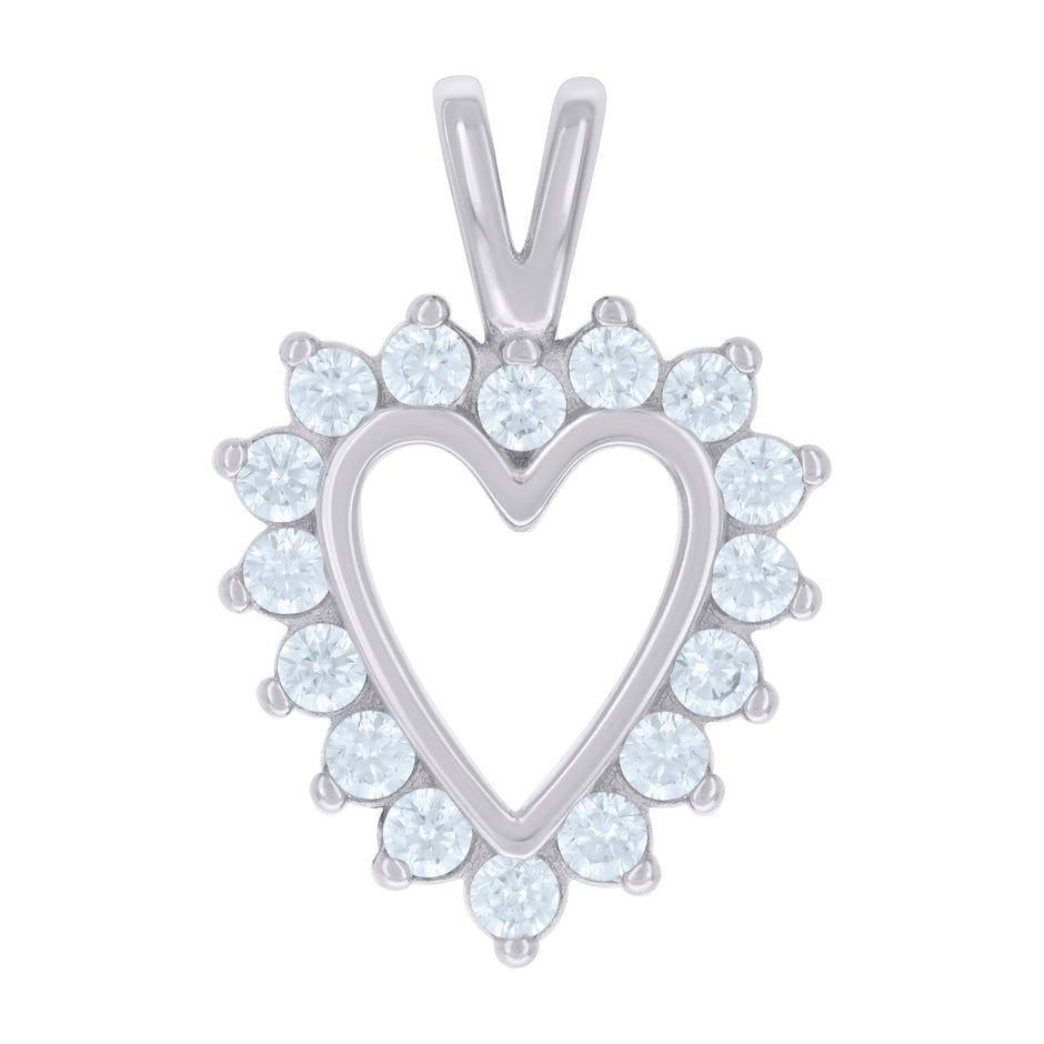 925 Sterling Silver Womens Cubic-Zirconia Heart Charm Pendant 
