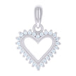925 Sterling Silver Womens Cubic-Zirconia Heart Charm Pendant 