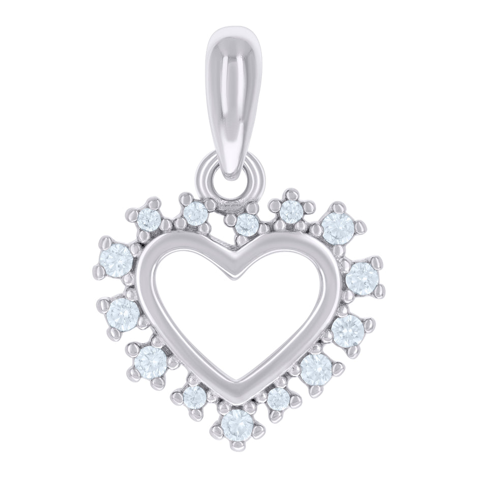 925 Sterling Silver Womens Cubic-Zirconia Heart Charm Pendant 