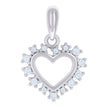 925 Sterling Silver Womens Cubic-Zirconia Heart Charm Pendant 