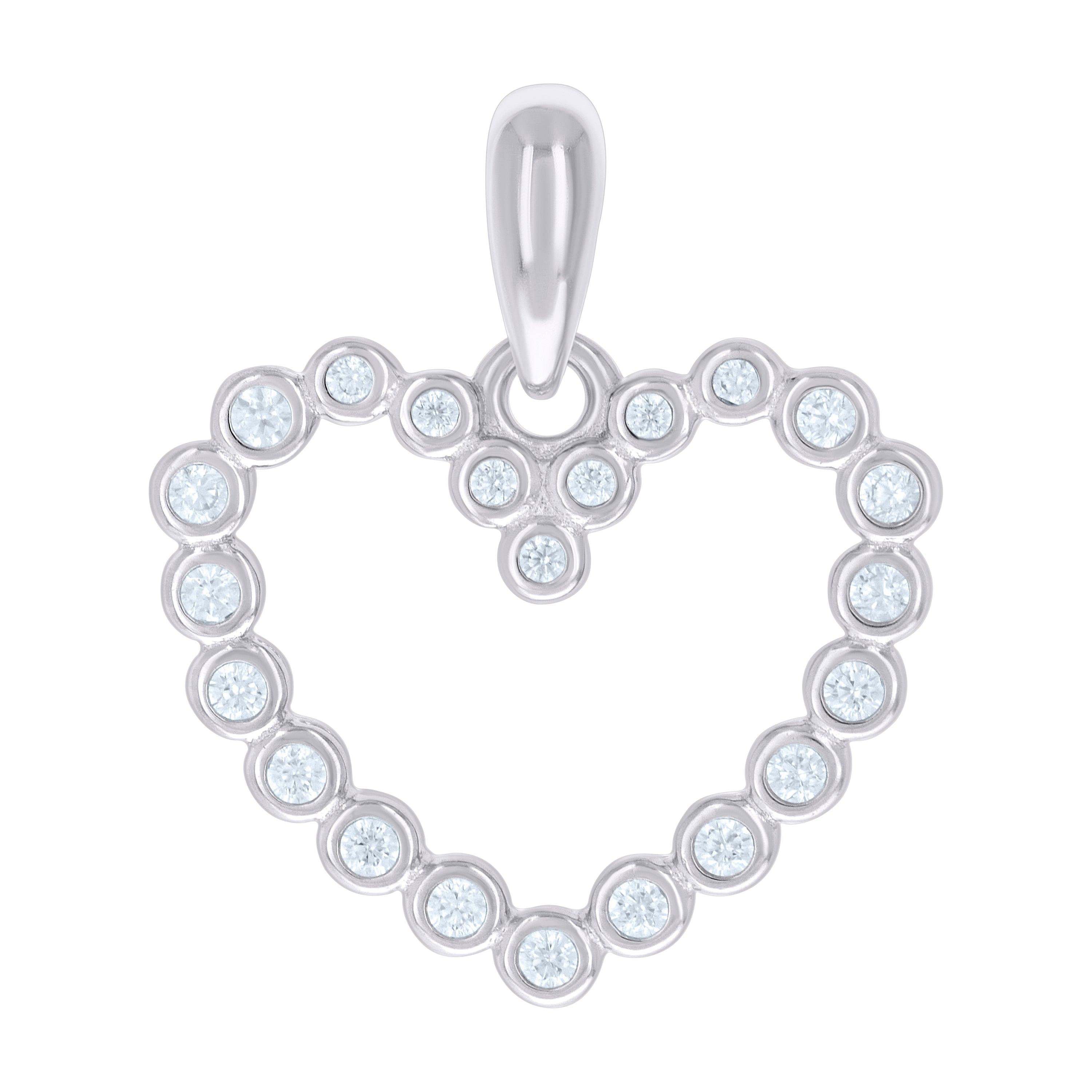 925 Sterling Silver Womens Cubic-Zirconia Heart Charm Pendant 