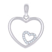 925 Sterling Silver Womens Cubic-Zirconia Heart In Heart Charm Pendant 