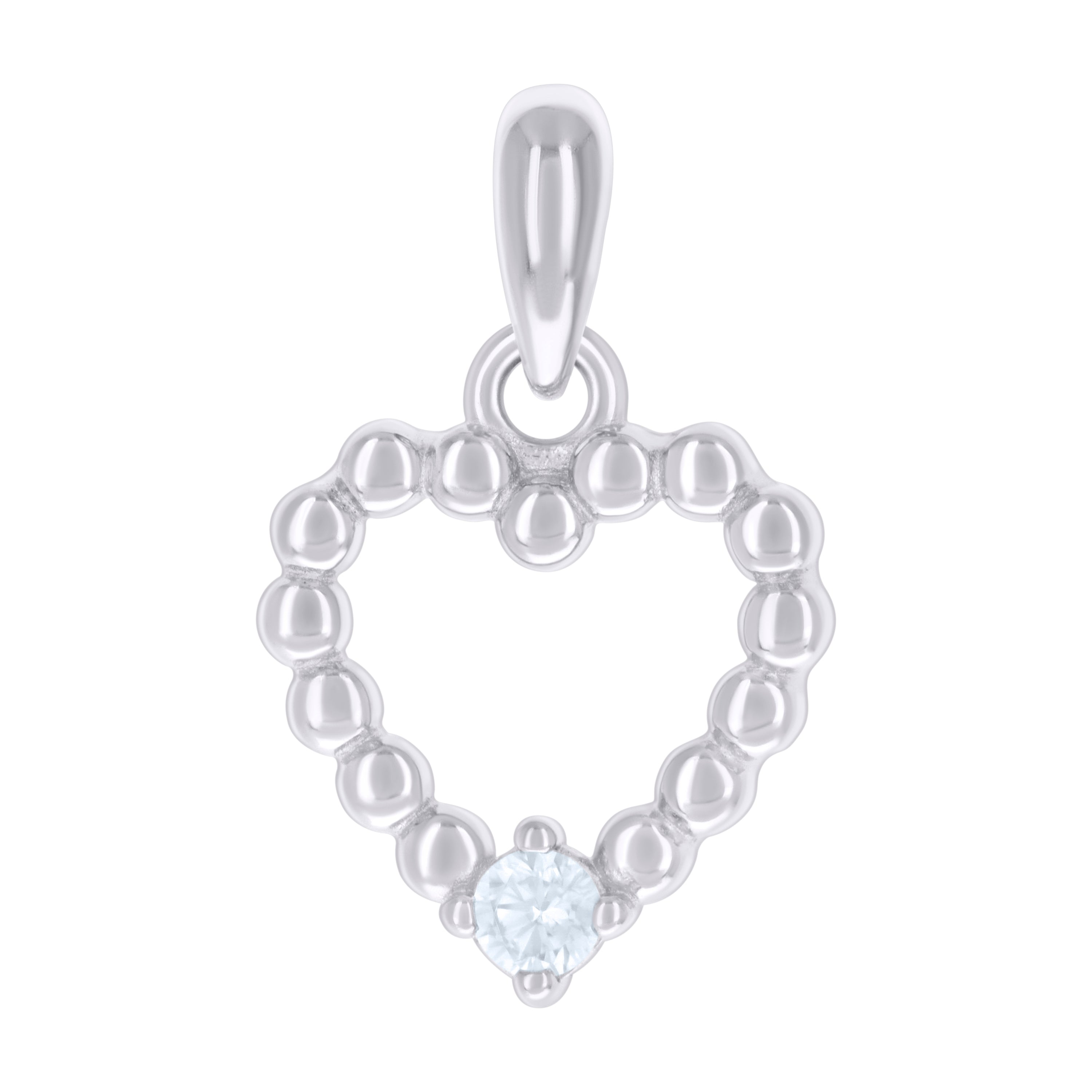 925 Sterling Silver Womens Cubic-Zirconia Heart Charm Pendant 