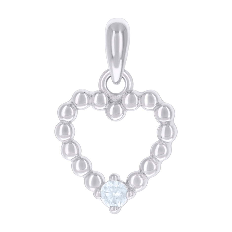 925 Sterling Silver Womens Cubic-Zirconia Heart Charm Pendant 