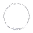 925 Sterling Silver Womens Cubic-Zirconia LOVE Charm Bracelet Size 7 + 1 Inches