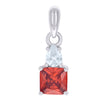 925 Sterling Silver Womens Red White Pear Princess-cut Cubic-Zirconia Fashion Charm Pendant 