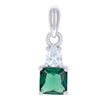 925 Sterling Silver Womens Green White Pear Princess-cut Cubic-Zirconia Fashion Charm Pendant 