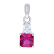 925 Sterling Silver Womens Red White Pear Princess-cut Cubic-Zirconia Fashion Charm Pendant 