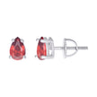 925 Sterling Silver Womens Red Pear Cubic-Zirconia Tear Drop Stud Earrings 