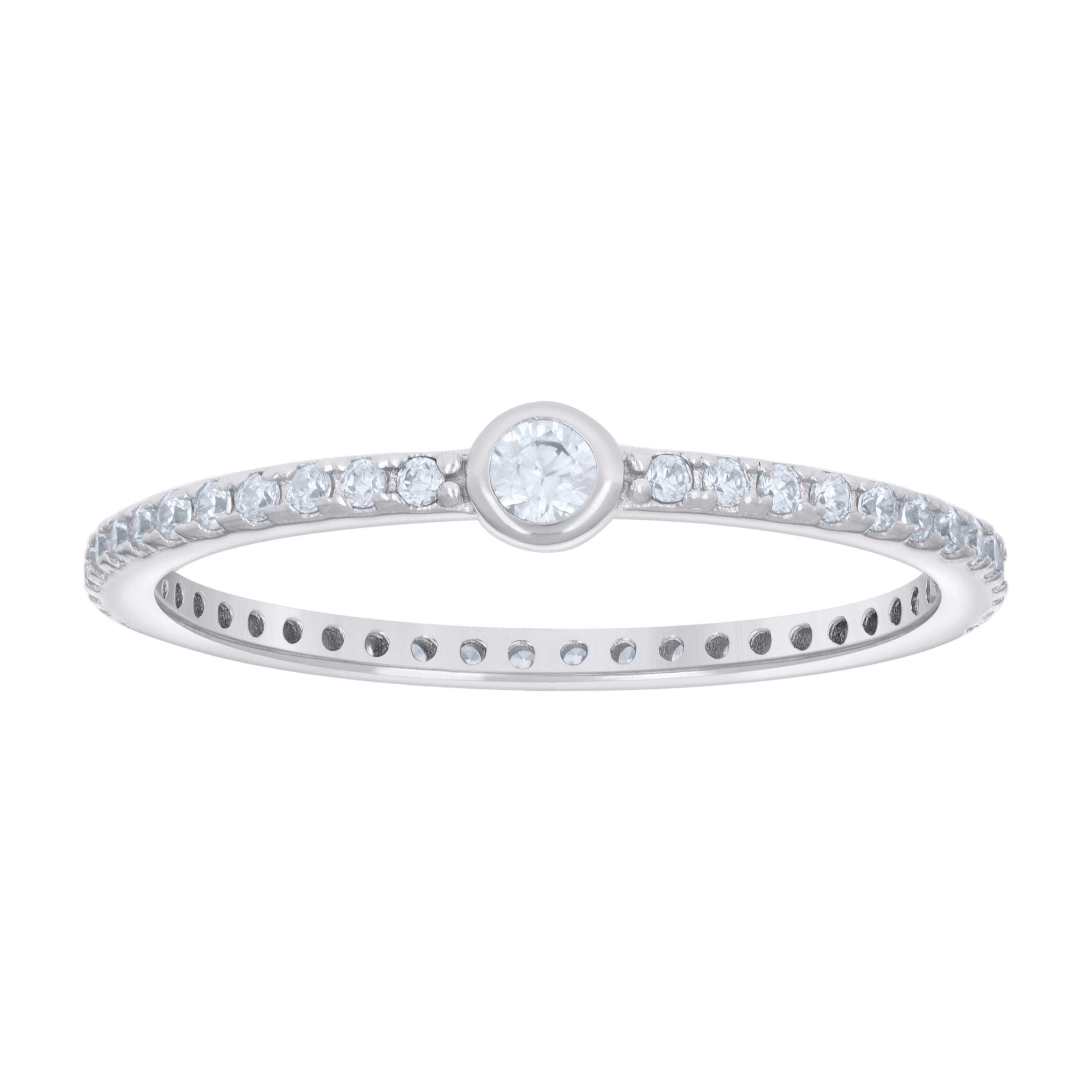 925 Sterling Silver Womens Cubic-Zirconia Engagement Ring Size 5