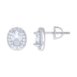 925 Sterling Silver Womens Oval Round Cubic-Zirconia Fashion Stud Earrings 