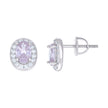 925 Sterling Silver Womens Pink White Oval Round Cubic-Zirconia Fashion Stud Earrings 