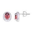 925 Sterling Silver Womens Red White Oval Round Cubic-Zirconia Fashion Stud Earrings 