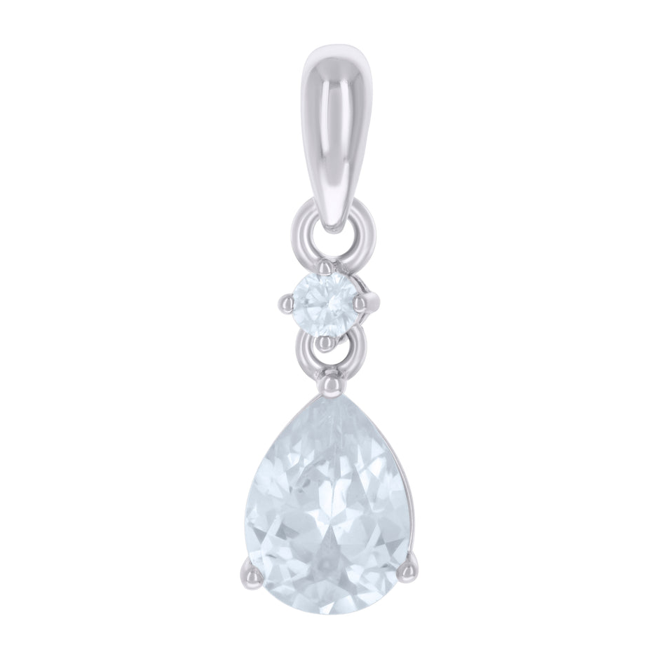 925 Sterling Silver Womens Pear Round Cubic-Zirconia Tear Drop Fashion Charm Pendant 