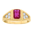 10kt Yellow Gold Womens Pink White Emerald Round Cubic-Zirconia Fashion Ring 