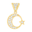 10kt Yellow Gold Womens Cubic-Zirconia Crescent Moon Star Celestial Charm Pendant 