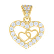 10kt Yellow Gold Womens Cubic-Zirconia Hearts In Heart Charm Pendant