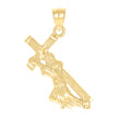 10kt Yellow Gold Diamond-Cut Unisex Jesus Carrying Cross Religious Charm Pendant