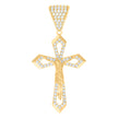 10kt Yellow Gold Mens Cubic-Zirconia Crucifix Cross Religious Charm Pendant