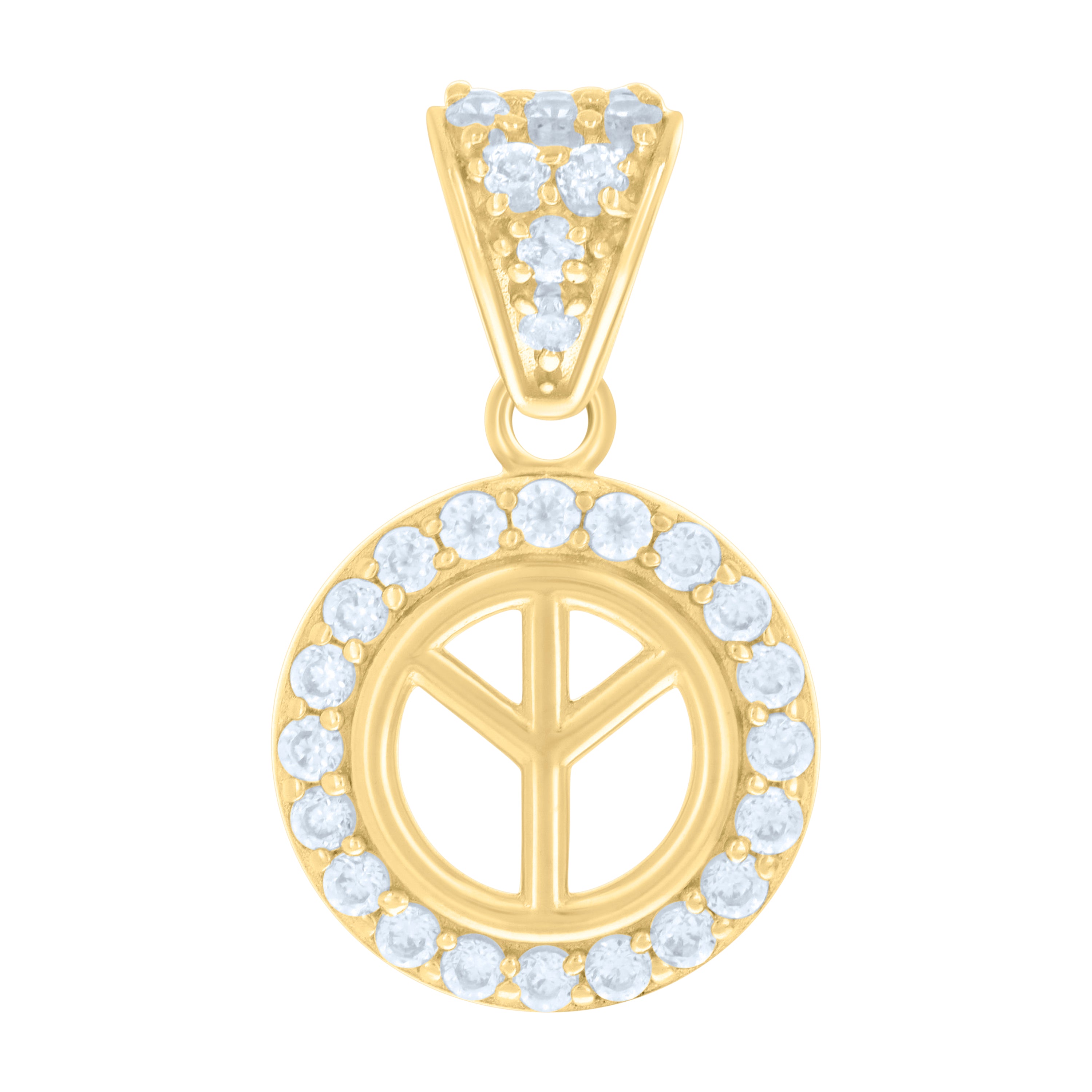10kt Yellow Gold Womens Cubic-Zirconia Peace Symbol Charm Pendant 