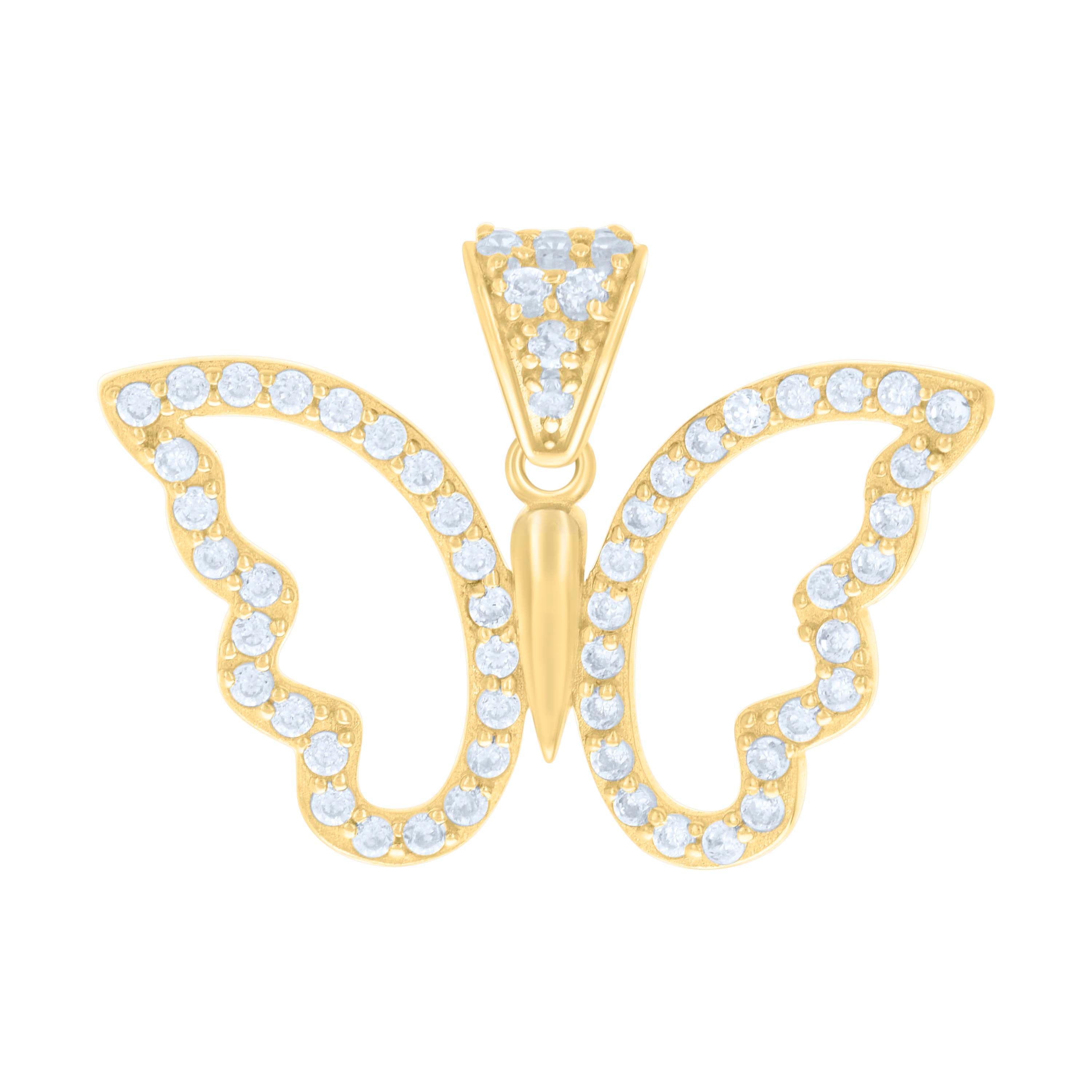 10kt Yellow Gold Womens Cubic-Zirconia Butterfly Fashion Charm Pendant