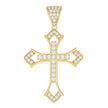 10kt Yellow Gold Mens Cubic-Zirconia Cross Religious Charm Pendant 
