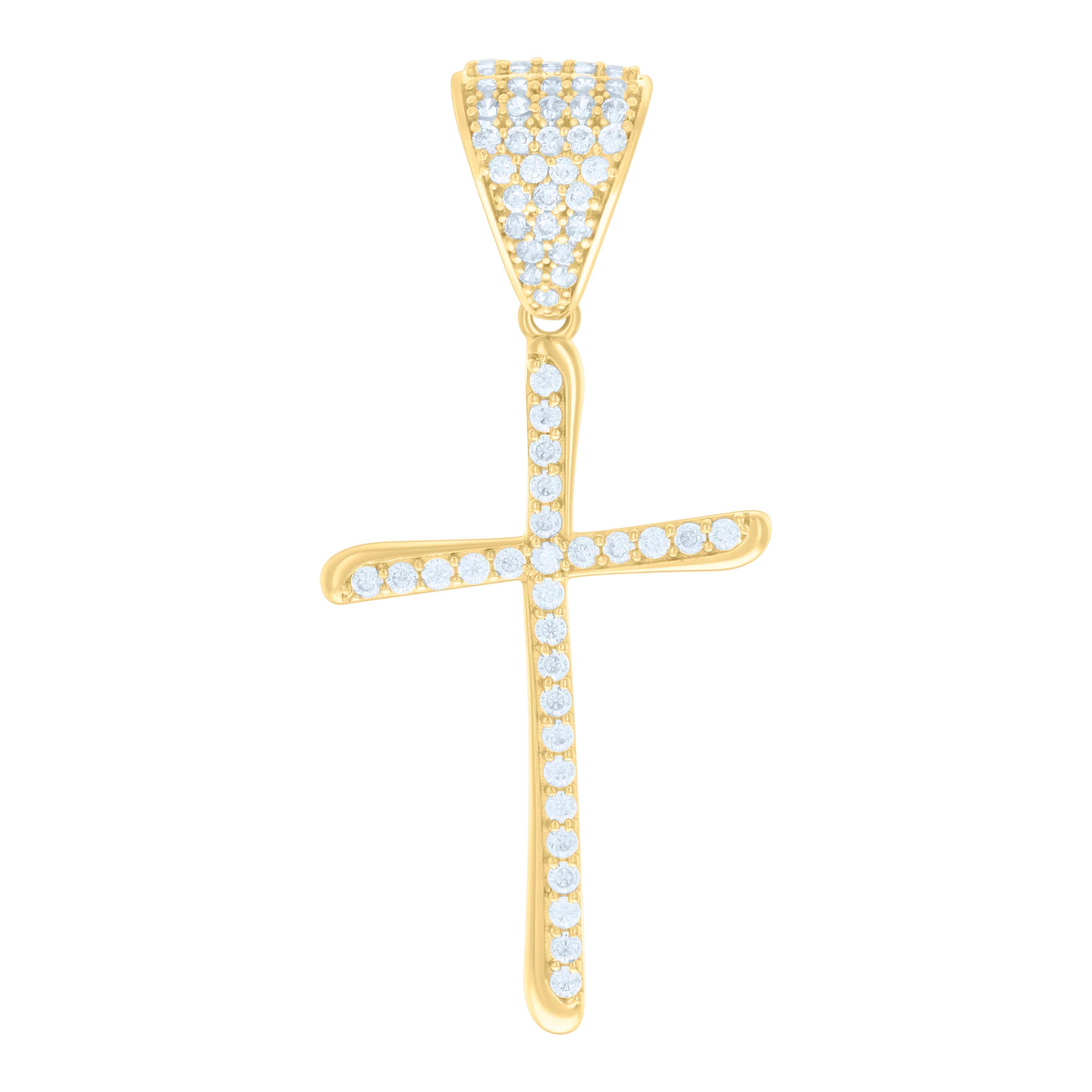 10kt Yellow Gold Womens Cubic-Zirconia Cross Religious Charm Pendant 