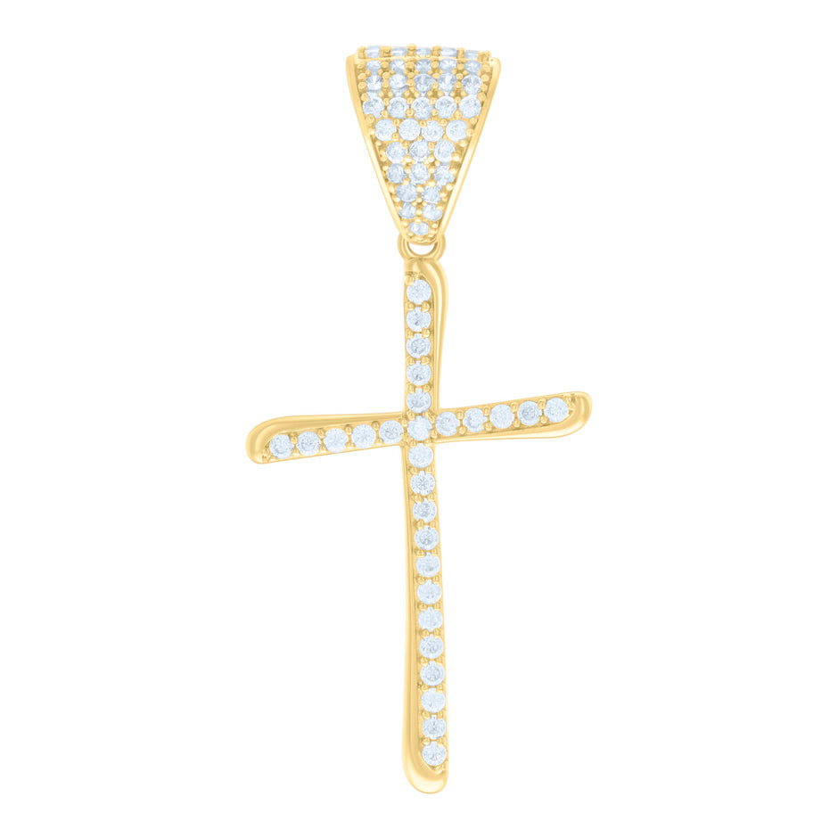 10kt Yellow Gold Womens Cubic-Zirconia Cross Religious Charm Pendant 