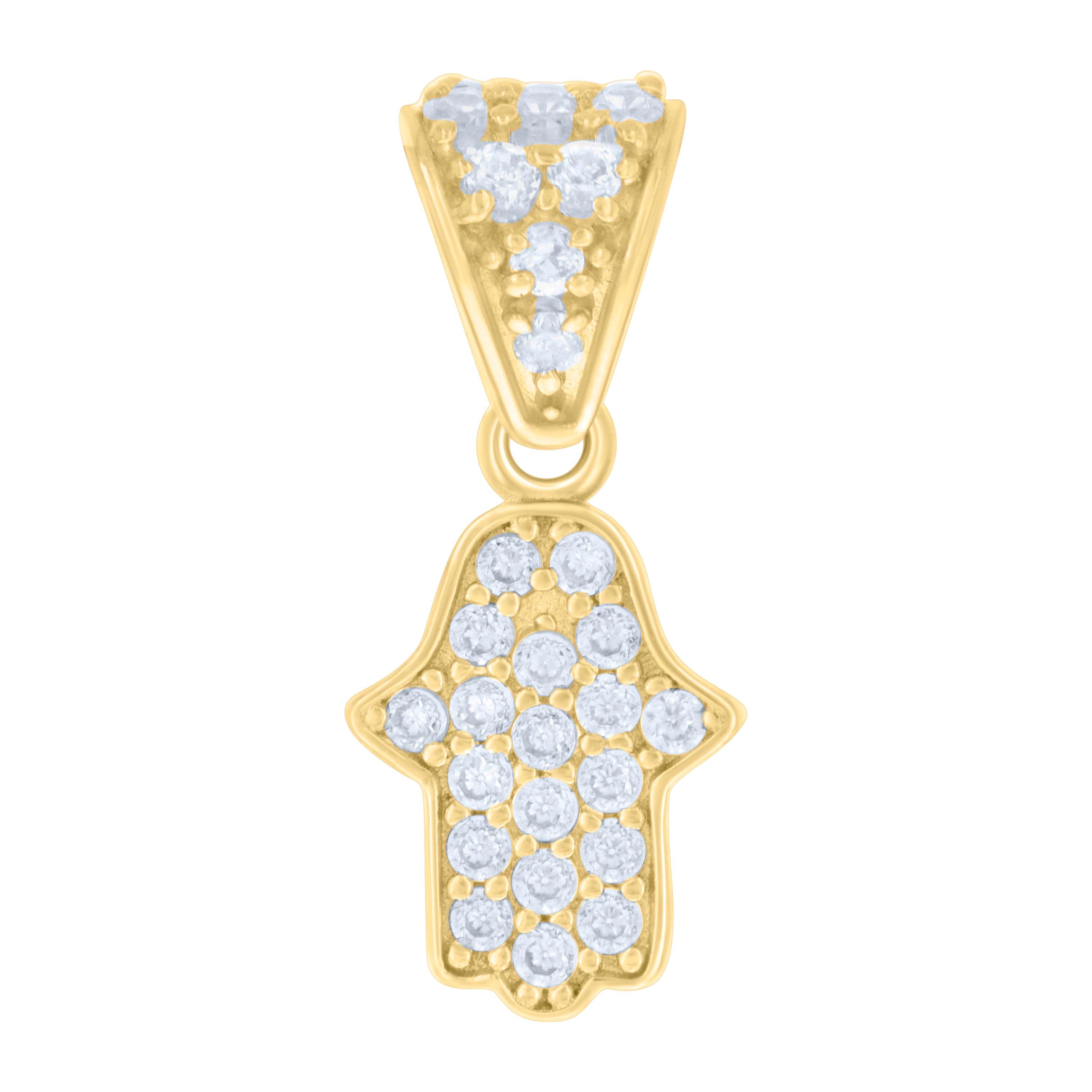 10kt Yellow Gold Womens Cubic-Zirconia Hamsa Symbol Religious Charm Pendant
