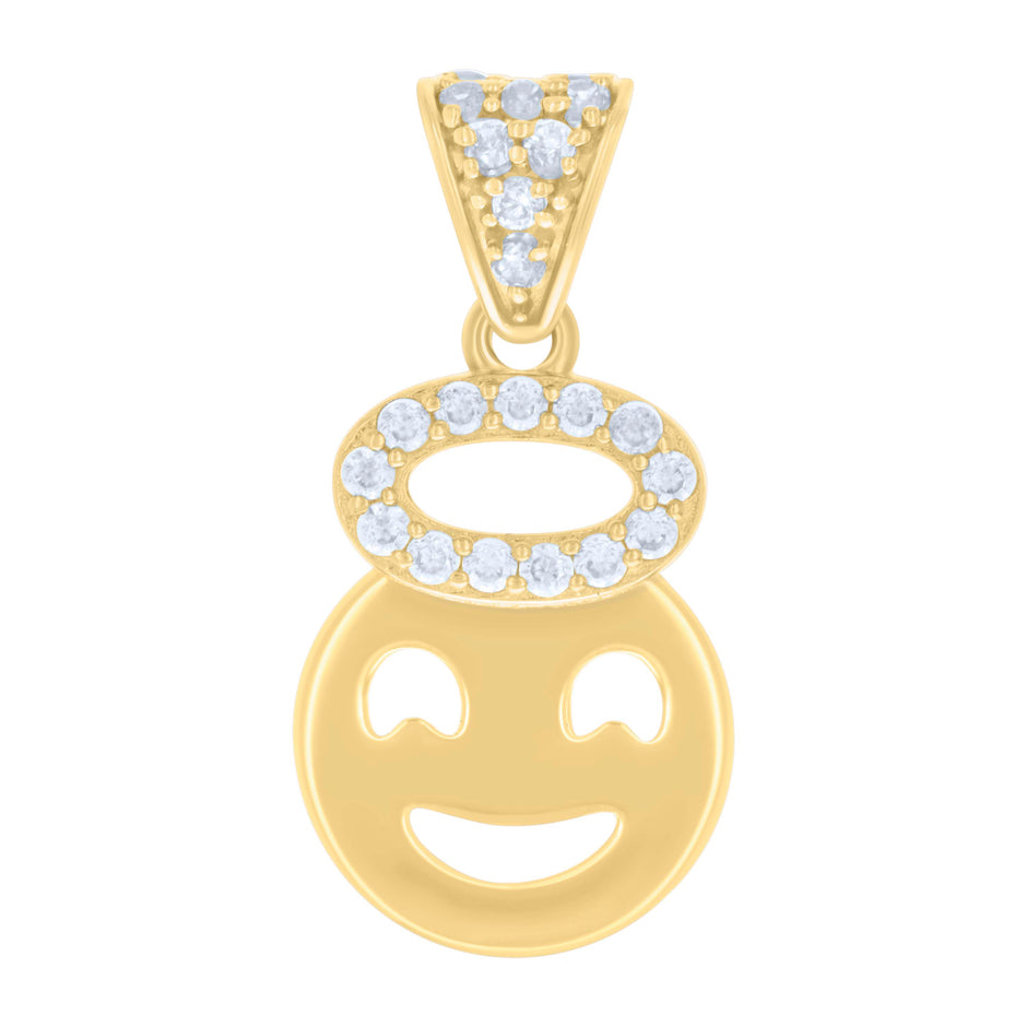 10kt Yellow Gold Womens Cubic-Zirconia Smile Fashion Charm Pendant 