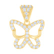 10kt Yellow Gold Womens Cubic-Zirconia Butterfly Fashion Charm Pendant
