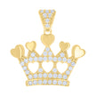 10kt Yellow Gold Womens Cubic-Zirconia Crown Fashion Charm Pendant