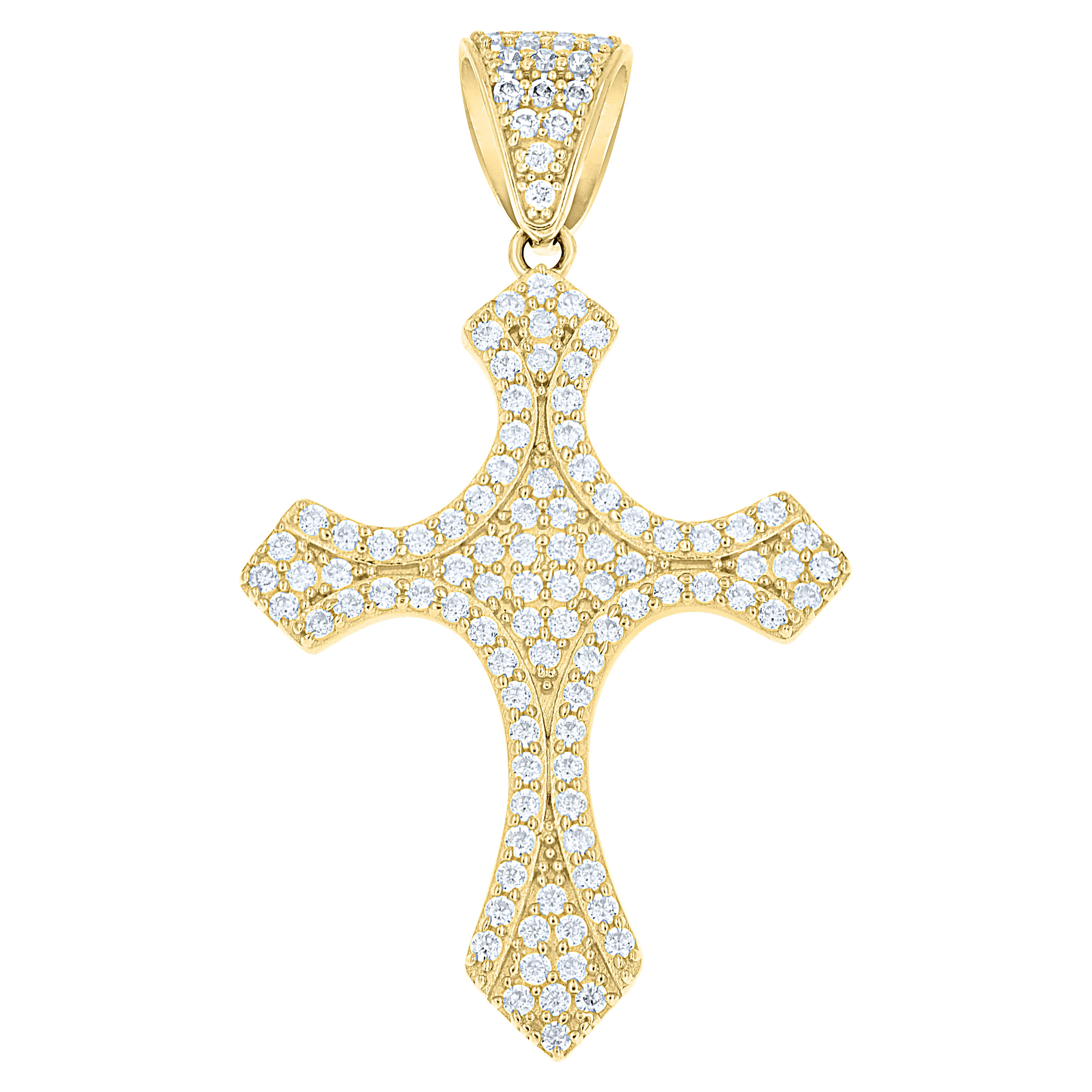10kt Yellow Gold Mens Cubic-Zirconia Cross Religious Charm Pendant 