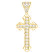 10kt Yellow Gold Mens Cubic-Zirconia Cross Religious Charm Pendant