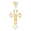 10kt Yellow Gold Mens Cubic-Zirconia Crucifix Cross Religious Charm Pendant 
