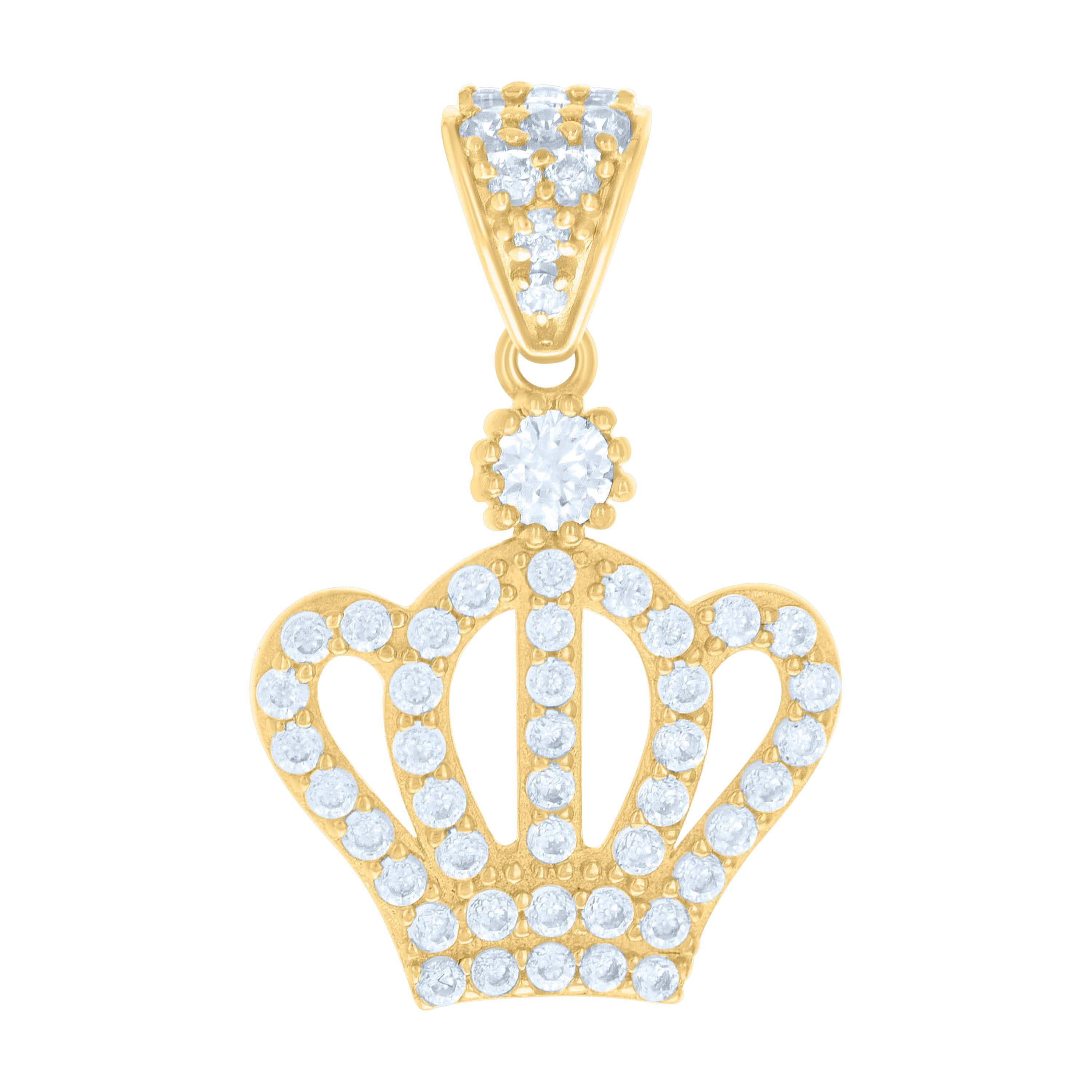 10kt Yellow Gold Womens Cubic-Zirconia Crown Fashion Charm Pendant