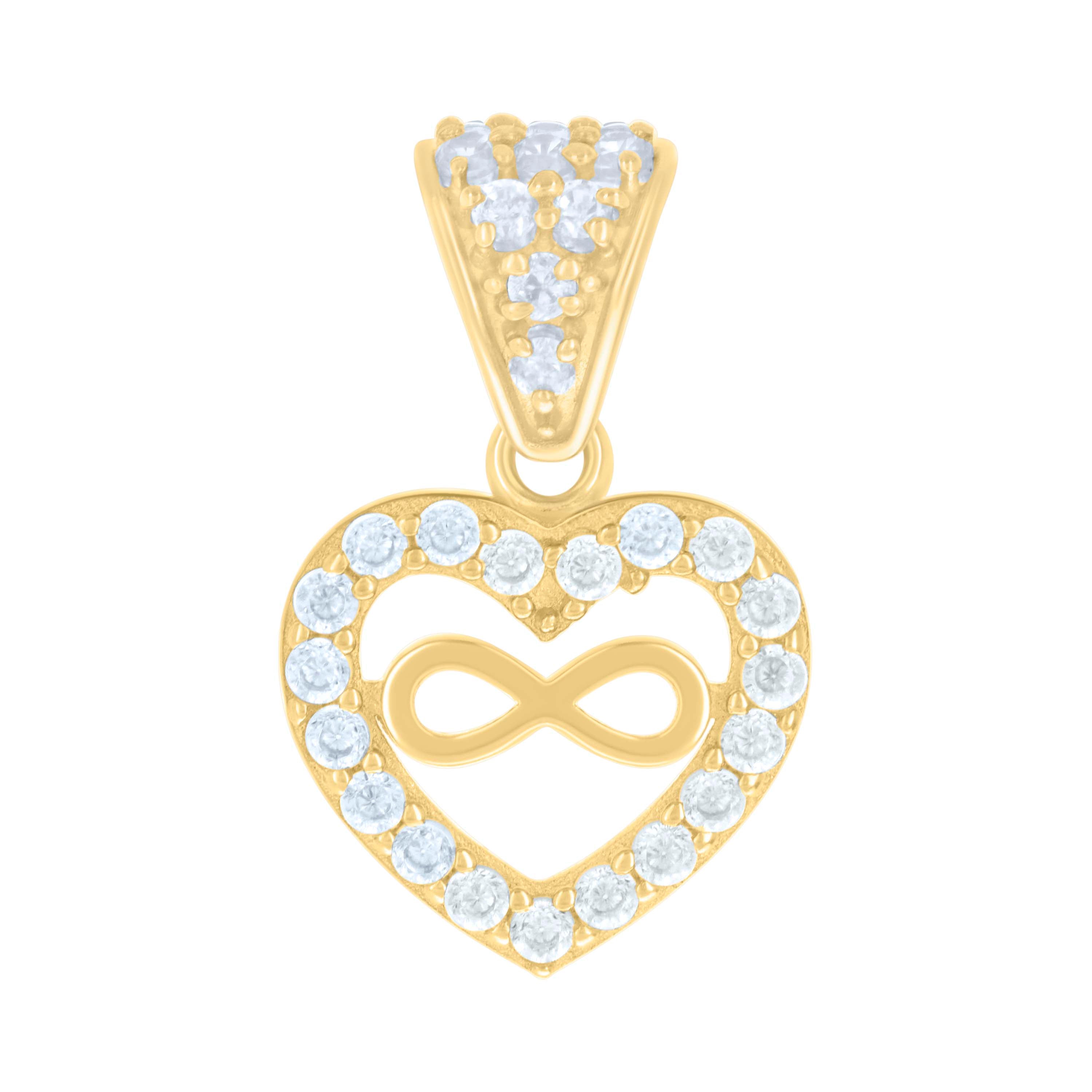 10kt Yellow Gold Womens Cubic-Zirconia Infinity Heart Charm Pendant
