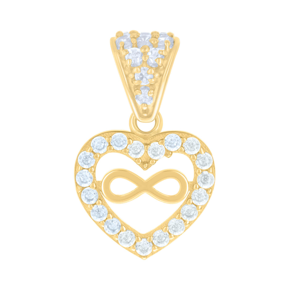 10kt Yellow Gold Womens Cubic-Zirconia Infinity Heart Charm Pendant