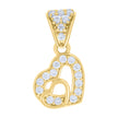 10kt Yellow Gold Womens Cubic-Zirconia Double Heart Charm Pendant