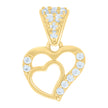10kt Yellow Gold Womens Cubic-Zirconia Heart In Heart Charm Pendant