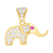 10kt Yellow Gold Womens Purple White Cubic-Zirconia Elephant Good Luck Charm Pendant