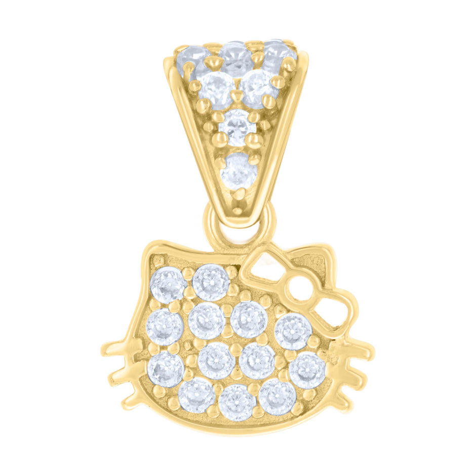 10kt Yellow Gold Womens Cubic-Zirconia Kitty Fashion Charm Pendant 