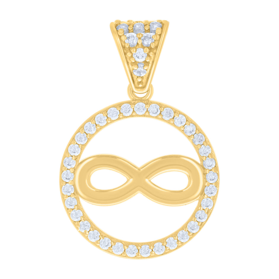 10kt Yellow Gold Womens Cubic-Zirconia Infinity Charm Pendant